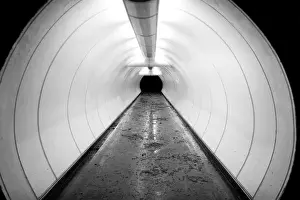 Singapore Prints: Singapore. An illuminated pedestrian tunnel in downtown Singapore