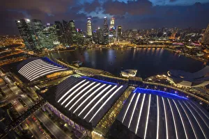 Lighting Prints: Singapore. Overview of city at night