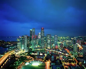 Modern Prints: Singapore Skyline at night, Singapore