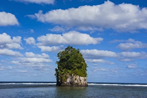 Single rock at coconut point in Tutuila island, American Samoa, South Pacific
