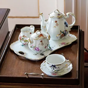 Sintra Prints: Sintra, Portugal. National Palace interior. Antique tea set