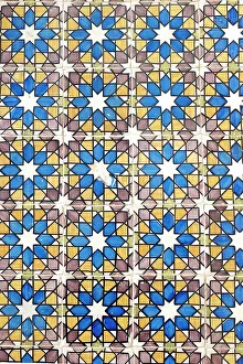 Ceramic Prints: Sintra, Portugal. Pena Palace. site. Traditional tiles on a wall at the palace