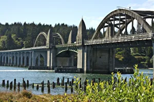 Florence Prints: Siuslaw River Bridge, Old Town, Florence, Oregon, USA
