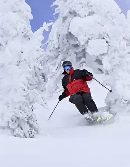 Life Style Prints: Skier enjoying a fine powder day on Big Moutain Resort near Whitefish Montana (MR)