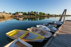 Shoreline Prints: Skiffs at the town docks in Jonesport, Maine