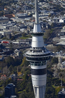 Office Building Prints: Sky Tower, Auckland, North Island, New Zealand - aerial
