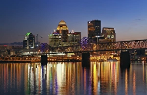 Sky Line Prints: Skyline, Louisville, Kentucky at dusk