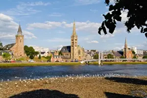 Images Dated 24th July 2020: Skyline and river of quaint town of Inverness Scotland in the Highlands home of