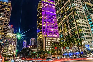 Traffic Prints: Skyscrapers downtown, Miami, Florida