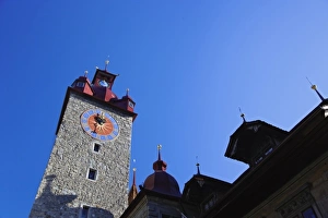 Images Dated 3rd November 2005: Skyward view Town Hall clock tower, built in Italian Renaissance style, Lucerne