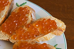 Slices of bread with eggs from salmon Caviar et Prestige Saint Sulpice