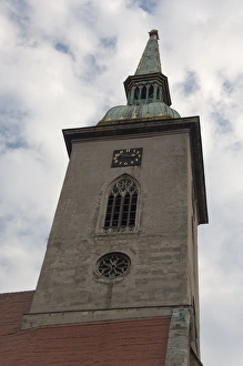 Slovakia Prints: Slovakia, Bratislava. Coronation Church, clock & bell tower