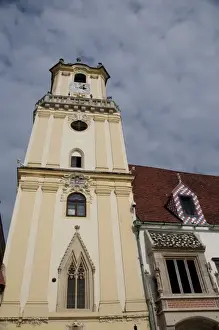 Images Dated 15th September 2009: Slovakia, Bratislava. Historic downtown Main Square, 15th century Town Hall (aka