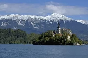Images Dated 26th September 2004: Slovenia, Bled, Lake Bled, Bled Island, Bled Castle and Julian Alps