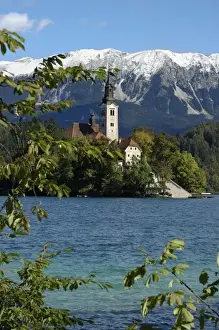Majestic Prints: Slovenia, Bled, Lake Bled, Bled Island and Julian Alps