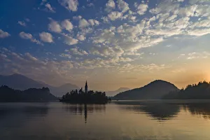 Worship Prints: Slovenia. Dawn over Lake Bled