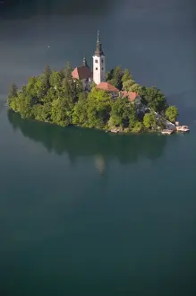 Gorenjska Prints: SLOVENIA-GORENJSKA-Bled: Lake Bled View from Mala Osojnica hill