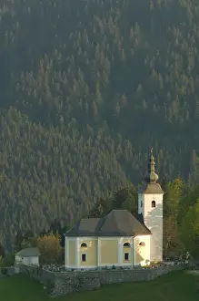 Images Dated 26th May 2004: SLOVENIA-GORENJSKA-Sorica: Jelovica Hills Landscape / Town Church