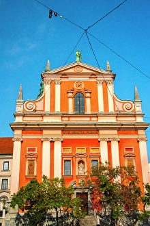 Slovenia Prints: Slovenia, Ljubljana. Square and church facade