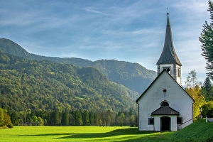 Slovenia Prints: Slovenia, Mojstrana. Church in Triglav National Park