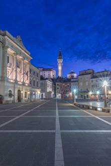 Istria Prints: Slovenia, Piran, Tartini Square at Dawn