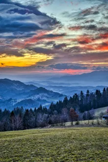 Majestic Prints: Slovenia, Poljane Sora Valley, hillside near Gorenja Vas in early morning light