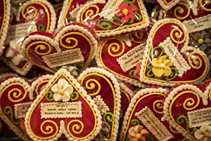 Sweet Prints: Slovenia, Radovljica. Heart-shaped marzipan sweets for sale