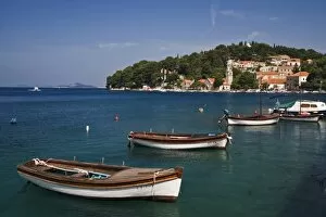 Small boats docked in harbor, Hvar Island, one of the most famous Dalmatian Islands