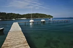 Small dock and sailboat, Hvar Island, one of the most famous Dalmatian Islands, Croatia