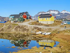 Settlement Prints: The small harbor. Town Tasiilaq (formerly called Ammassalik), Kingdom of Denmark