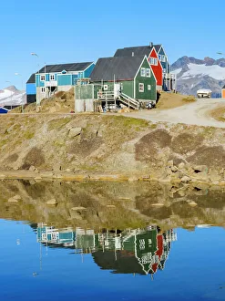 Settlement Prints: The small harbor. Town Tasiilaq (formerly called Ammassalik), Kingdom of Denmark