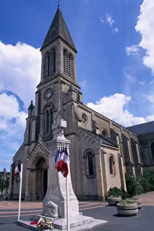 Small Notre Dame Cathedral in the village Bayeux Memorial of the war in Normandy France