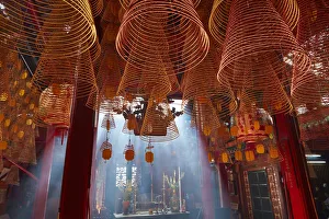 Sun Ray Prints: Smoke and incense coils, inside Ong Pagoda, Can Tho, Mekong Delta, Vietnam