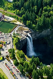 Snoqualmie Falls (Aerial), Snoqualmie, Washington, US