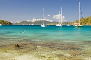 Snorkel Prints: Snorkelers in idyllic Pirates Bight cove, Bight, British Virgin Island, United Kingdom