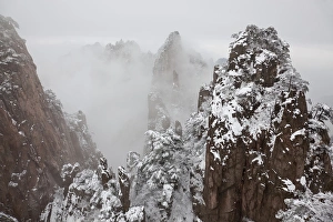 Mountains Prints: Snow in the Huangshan or Yellow Mountains, Anhui Province, China