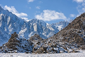 Snow on the Sierra Nevada Range, California