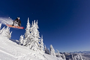 Whitefish Prints: Snowboarding action at Whitefish Mountain Resort in Whitefish, Montana, USA MR