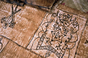 Images Dated 11th February 2010: Society Islands, French Polynesia, Close-up of mats made of bark