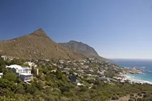 Beach Front Prints: South Africa, Cape Town. Coastal views between Hout Bay and Camps Bay. Little Lion s