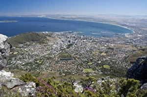 South Africa, Cape Town, Table Mountain. View of Cape Town and Table Bay from