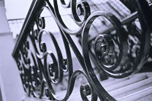Black And White Prints: South America, Argentina, Buenos Aires. Hotel Phoenix, bannister detail