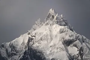 Stormy Prints: South America, Argentina, Tierra del Fuego. Snowy peak of Mt. Olivia