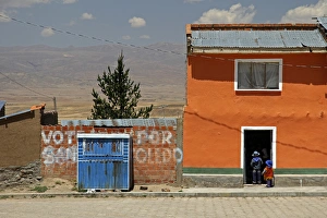 Quaint Prints: South America, Bolivia, Calamarca. Bolivian locals of Calamarca