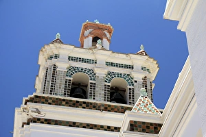 South America, Bolivia, Copacabana. Bell Tower of Basilica of Our Lady of Copacabana