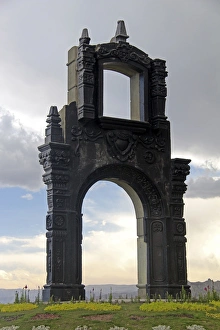 Bolivia Prints: South America, Bolivia, La Paz. Monument at Mirador Killi Killi in central La Paz