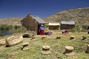 Images Dated 21st October 2011: South America, Bolivia, Lake Titicaca. Uros floating reed islands of Lake Titicaca