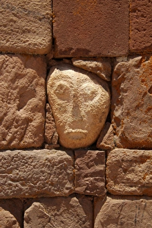 South America, Bolivia, Tiwanaku. Alien Stone Tenon Head of Pre-Columbian