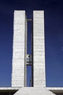 South America, Brazil, Brasilia. Brazils National Congress buildlings in Brasilia
