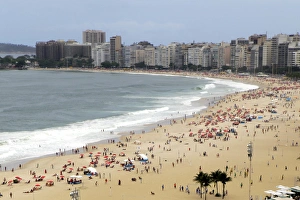 Build Prints: South America, Brazil. Rio de Janiero. Copacabana Beach